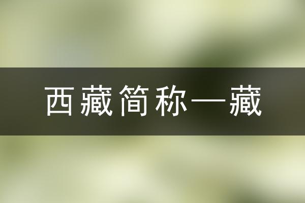 藏是西藏的简称